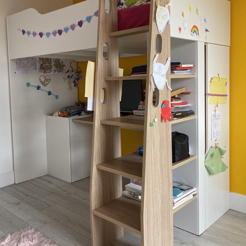 Multifunctional Loft Bed with Desk, Cabinets and Shelves like new