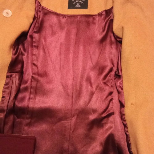 Beige coat with burgundy size medium like new