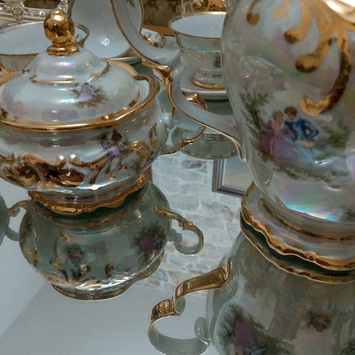 Vintage Wałbrzych Polish porcelain set with gold details like new