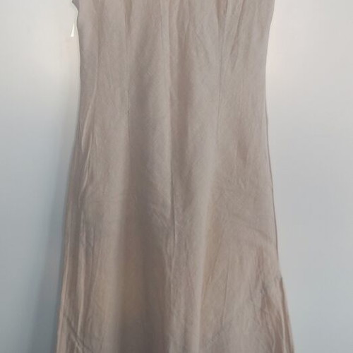 Linen dress long with asymmetric hem like new, beige, size S