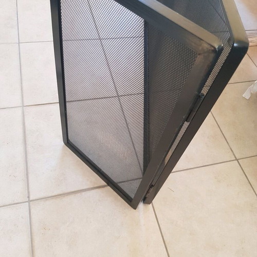 Metal corner fireplace screen used, black, large size