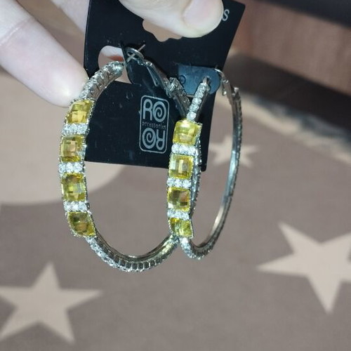Ro Ro Accessories hoop earrings with yellow and clear stones