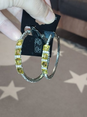 Ro Ro Accessories hoop earrings with yellow and clear stones