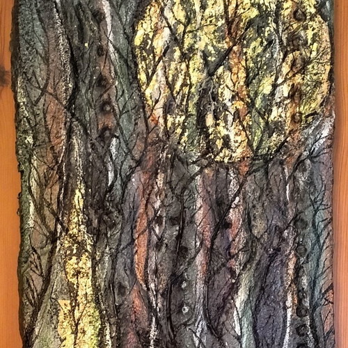 Canvas painting Moon new, mixed media 29.5x39.5cm