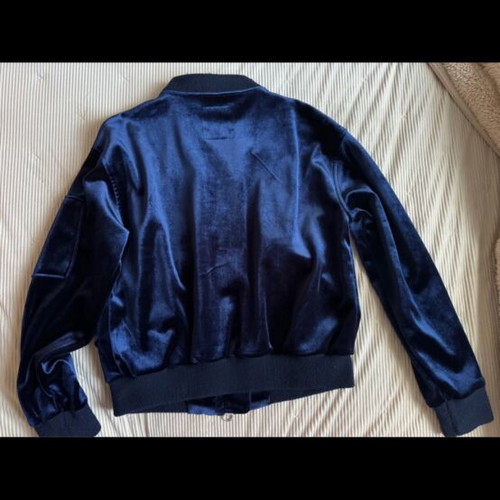 Jacket used with velvet texture, blue, Pull & Bear, size M