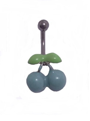 Cherry belly navel piercing new stainless steel with green and turquoise stones