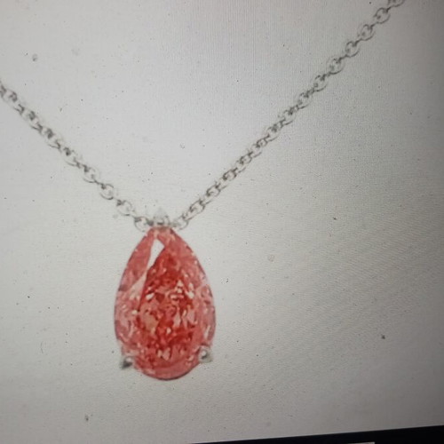 14 kt gold pendant with 1.12 ct fancy vivid pink lab created diamond