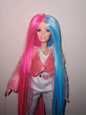 Barbie doll with blue and pink hair new