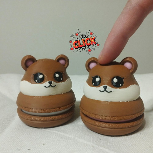 Macaron Hamster Fidget Clicker 3D printed new stress relief toy