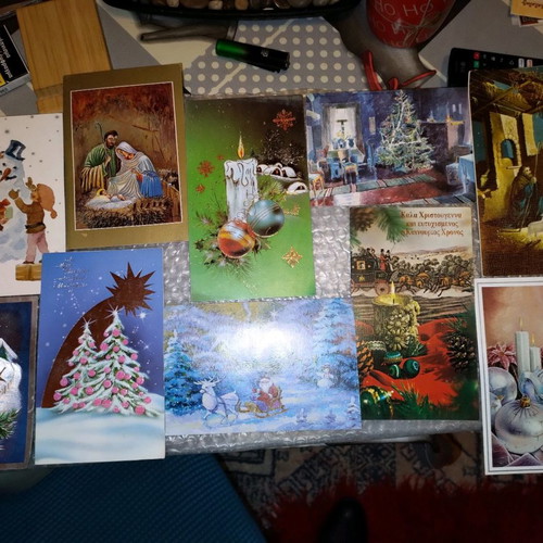 Christmas cards used, unique from foreign and Greek countries