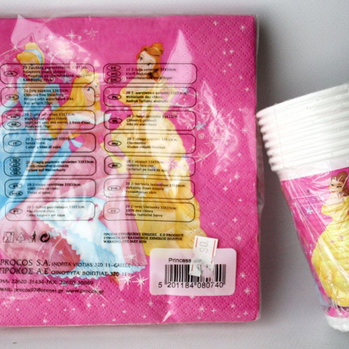 Vintage Disney Princess party set 20 napkins 8 cups Decorata new
