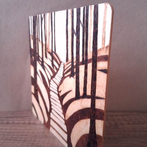 Decorative Handmade Forest Path Woodcut New 16x16 cm