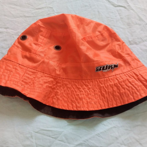 Bucket hat 90s vintage double-sided used, black and orange, size L