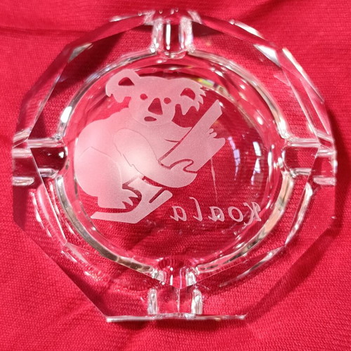 Crystal ashtray with koala engraving