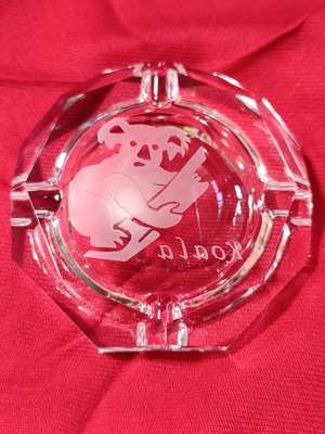 Crystal ashtray with koala engraving