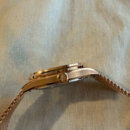 Charlie Initial Open Heart watch rose gold and blue, new
