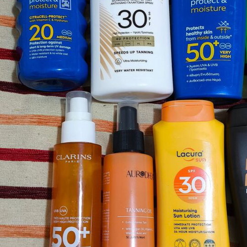 Sunscreens used, pack of 10 almost full
