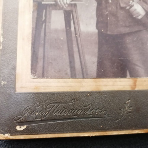 Soldier photo on cardboard used, with wear