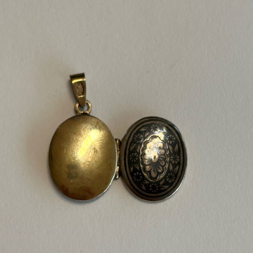 Vintage blackened silver locket pendant used