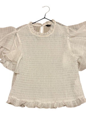 Zara off-white smocked top XS