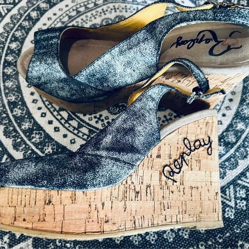 Replay platform sandals like new, grey, size 39