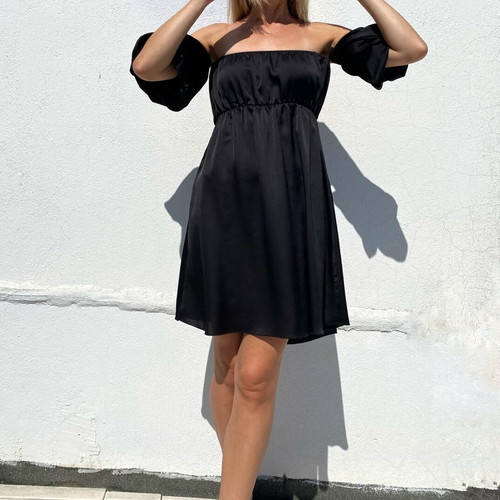 Satin dress black size S like new