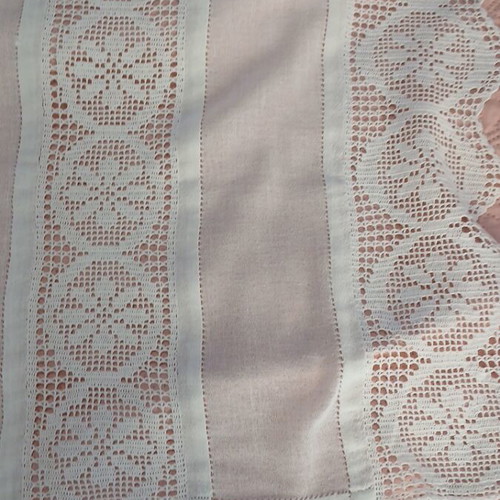 Handmade set of two white table runners, new, linen fabric