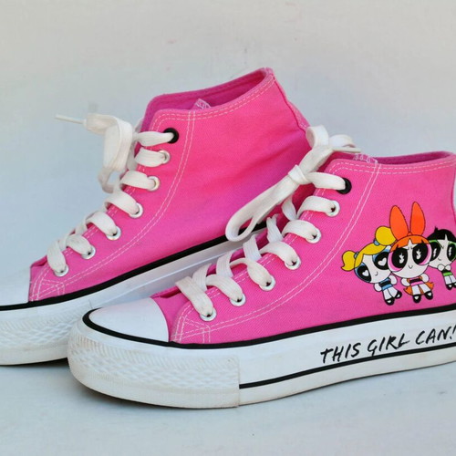 Powerpuff Girls Pink Canvas High Top Sneakers Sprandi like new, size 38