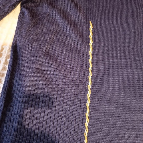 Knitted women's blouse blue with gold details size 50 like new