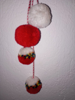 Martenichka for hanging used, traditional style with large pompoms