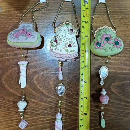Vintage Shine Christmas ornaments new, set of 3 porcelain