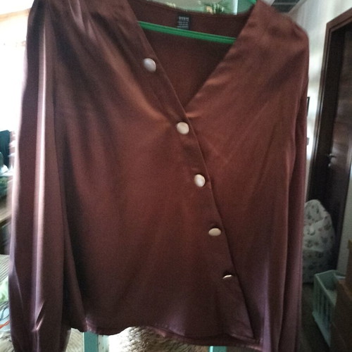 Shein satin shirt brown like new, size L