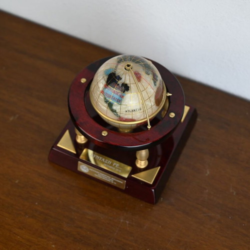 Vintage gemstone globe used, retirement souvenir 2010