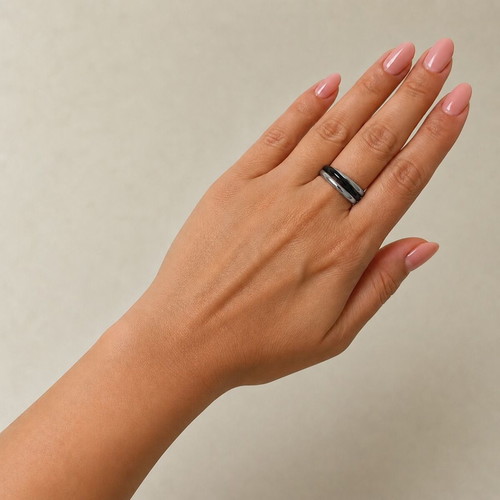 Trivero ring made of stainless steel, new, black and silver