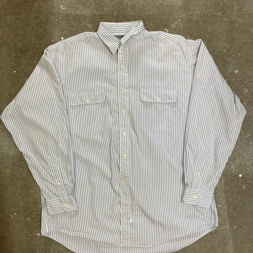 Ralph Lauren light blue and white pinstripe long sleeve shirt, XL, 2 pockets