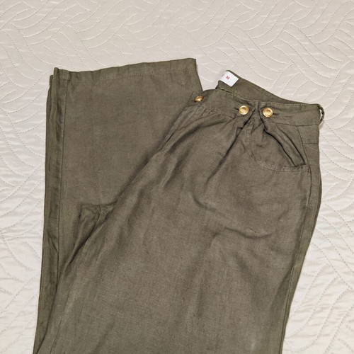 Karavan Khaki Linen Pants size L like new, wide leg