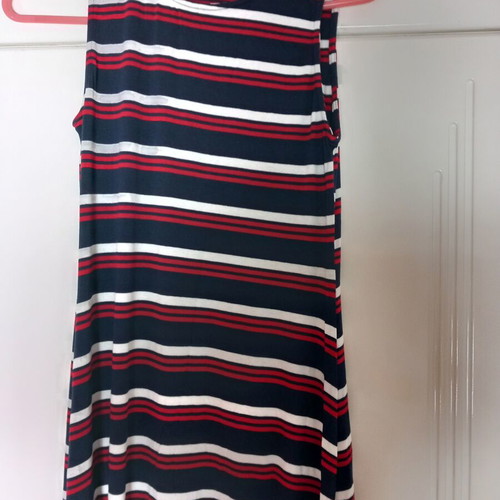 Dress BSB small elastic with side slits like new, white and blue