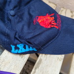 Lamborghini vintage jockey hat dark blue with red embroidered bull, like new