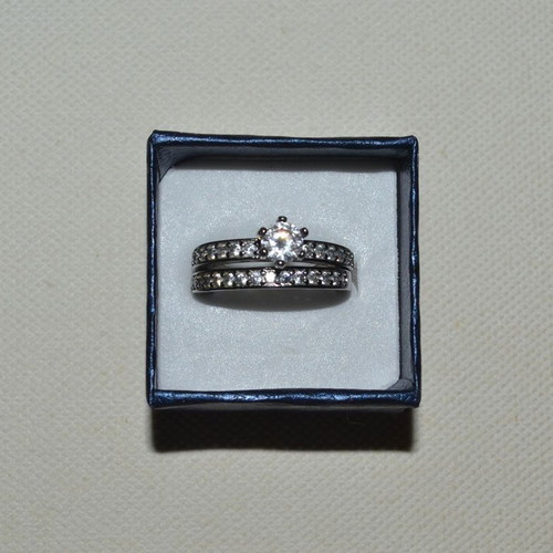 Monopetro and ring set new stainless steel with zircon