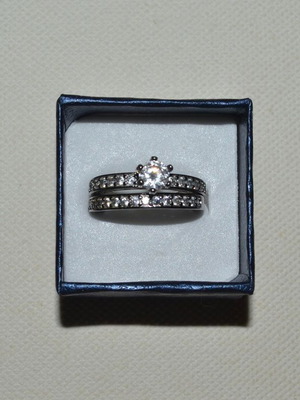 Monopetro and ring set new stainless steel with zircon