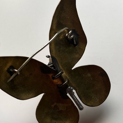Art Deco butterfly brooch used with freshwater pearls gold tone