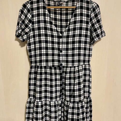 H&M Black and White Checked Dress like new, cotton, size M