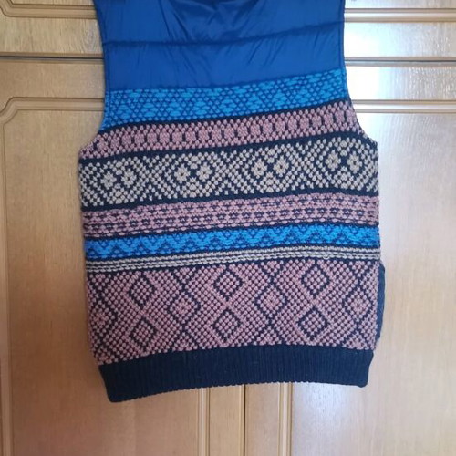 Tailor Made sleeveless sweater used, blue and brown, size L