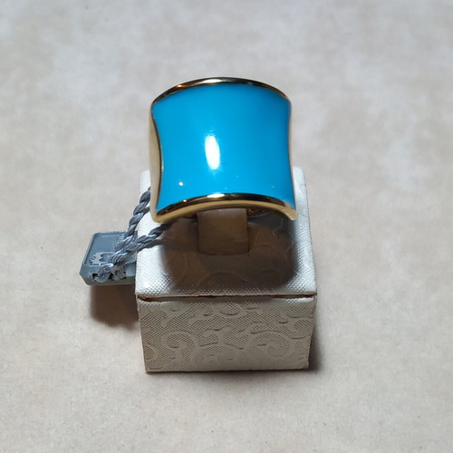 Loisir stainless steel ring with blue enamel, size 58, new