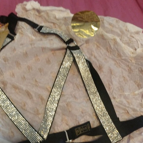 Med bra new with rhinestones, size 80B, black and silver