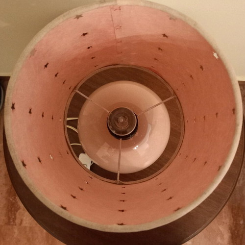 Table lamp used pink intense with ceramic base