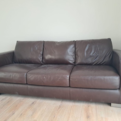 Leather three-seater sofa like new
