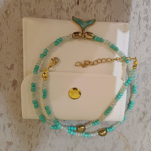 Handmade turquoise necklace-bracelet with mermaid tail Sirena Ariel new