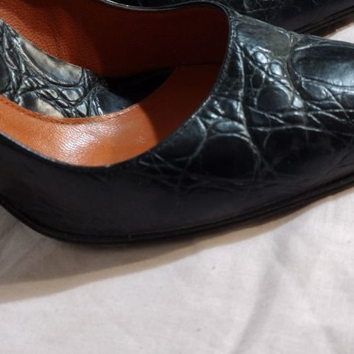 Leather handmade pumps used with high heel size 39 black