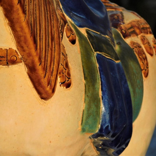Ceramic faience horse statue used, vintage